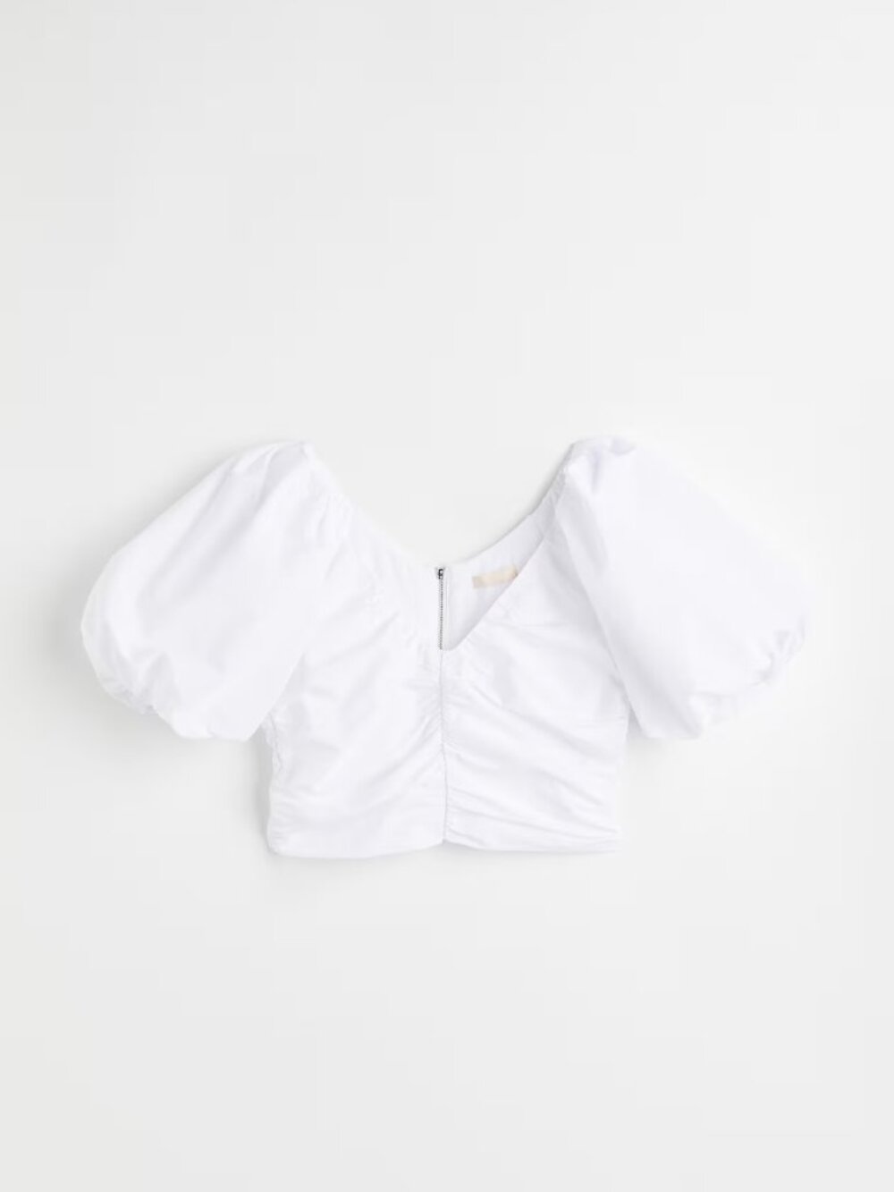 H&M White Cropped Puff Sleeve Top